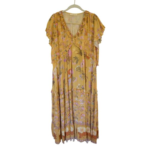 Spell & The Gypsy Wild Bloom Short Sleeve Dress Long Maxi Golden X Small - Picture 3 of 9